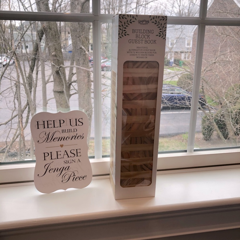 Brand New Jenga Building Blocks- with sign!